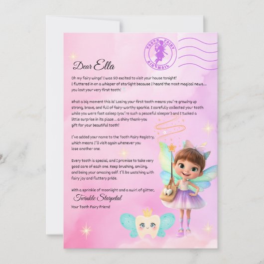 Official Tooth Fairy Magical Letter Printable 招待状 (正面)