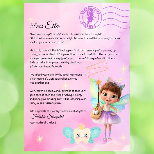 Official Tooth Fairy Magical Letter Printable  招待状