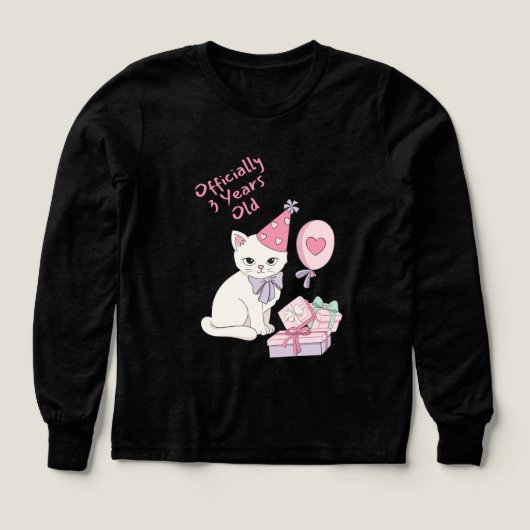 Officially 3 Years Old Cute Cat Girls Birthday T-S (デザイン正面)