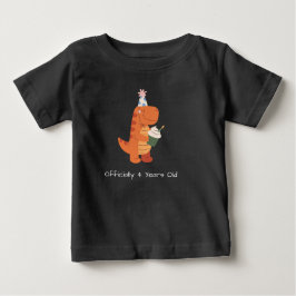 Officially 4 Years Old Dinosaur Boys Birthday T-Sh ベビーTシャツ