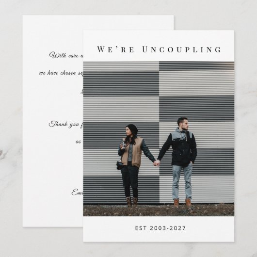 Officially Divorced Modern Announcement Photo Card 案内状 (正面/裏面)