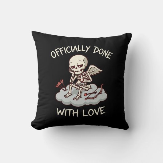 Officially Done With Love Skeleton Cupid Design クッション (正面)