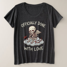 Officially Done With Love Skeleton Cupid Design プラスサイズTシャツ