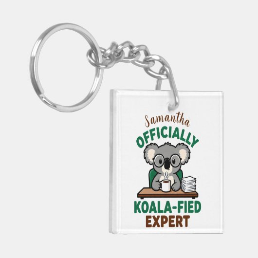 Officially Koala-fied Expert Funny Coffee Pun キーホルダー (正面左)