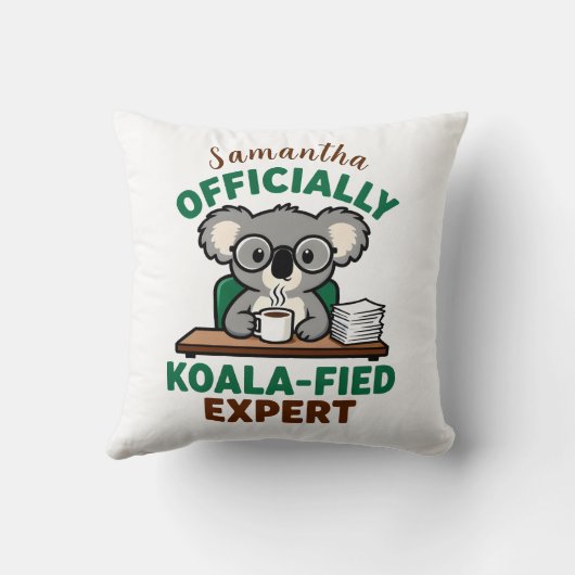 Officially Koala-fied Expert Funny Coffee Pun クッション (裏面)