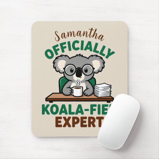 Officially Koala-fied Expert Funny Coffee Pun マウスパッド (マウス)