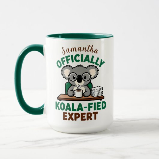 Officially Koala-fied Expert Funny Coffee Pun マグカップ (左)