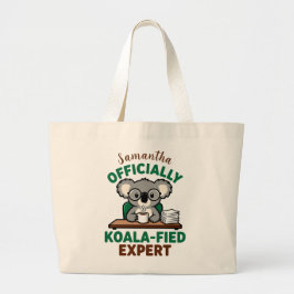 Officially Koala-fied Expert Funny Coffee Pun ラージトートバッグ