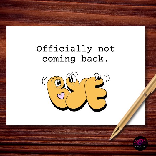 Officially Not Coming Back Funny Retirement カード