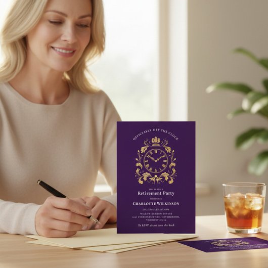 Officially Off The Clock Gold Scroll Retirement  招待状