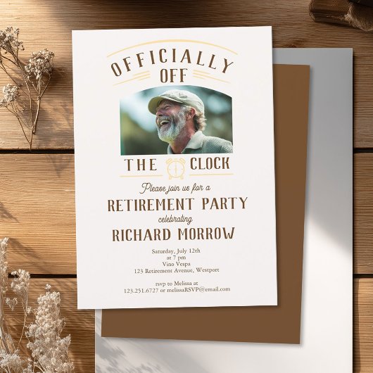 “Officially Off the Clock” Photo Retirement Party 招待状
