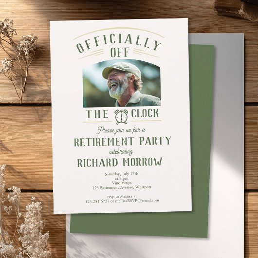 “Officially Off the Clock” Photo Retirement Party 招待状