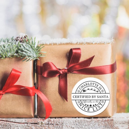 Officially on the Nice List Sticker Christmas Elf ラウンドシール