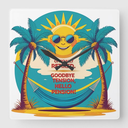 Officially Retired Funny Retirement Shirt スクエア壁時計 (正面)