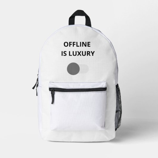Offline Is Luxury Minimalist Backpack – Modern Dig プリントバックパック (正面)