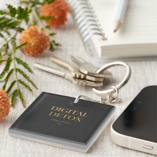 Offline is Luxury" Minimalist Zen Keychain キーホルダー (正面右)