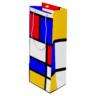 Offrez l'art moderne style Mondrian ワインギフトバッグ