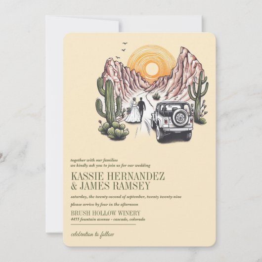 Offroad Canyon Couple Wedding 招待状 (正面)