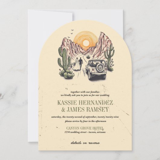 Offroad Canyon Couple Wedding 招待状 (正面)