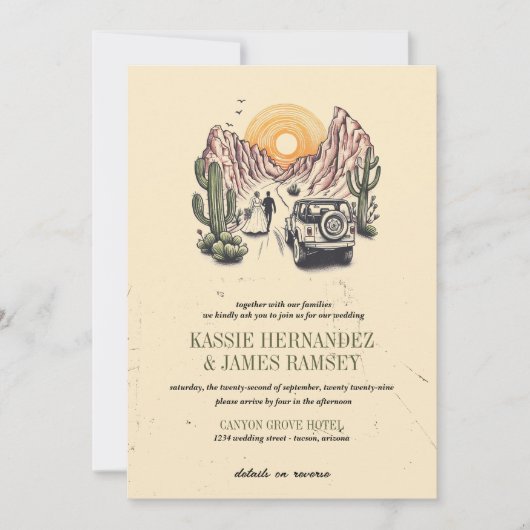 Offroad Canyon Couple Wedding 招待状 (正面)