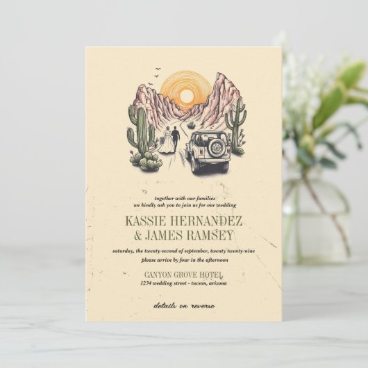 Offroad Canyon Couple Wedding 招待状 (スタンド正面)