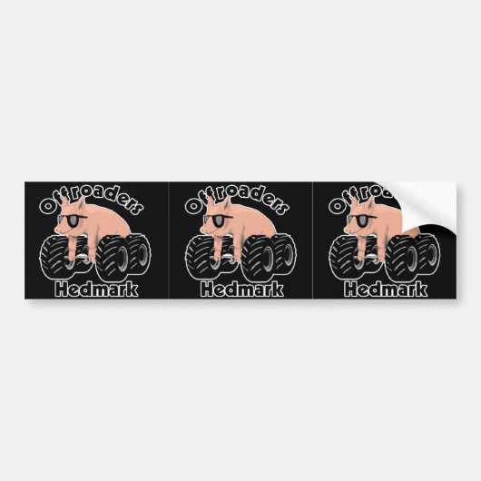 Offroaders Hedmark - 3つのロゴの黒 バンパーステッカー (正面)