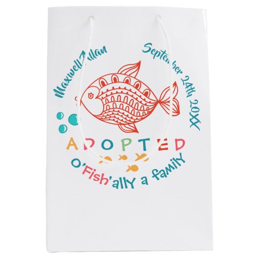 OFish'ally家族の魚のテーマの採用の供給 ミディアムペーパーバッグ (正面)