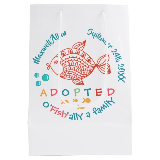 OFish'ally家族の魚のテーマの採用の供給 ミディアムペーパーバッグ (裏面)