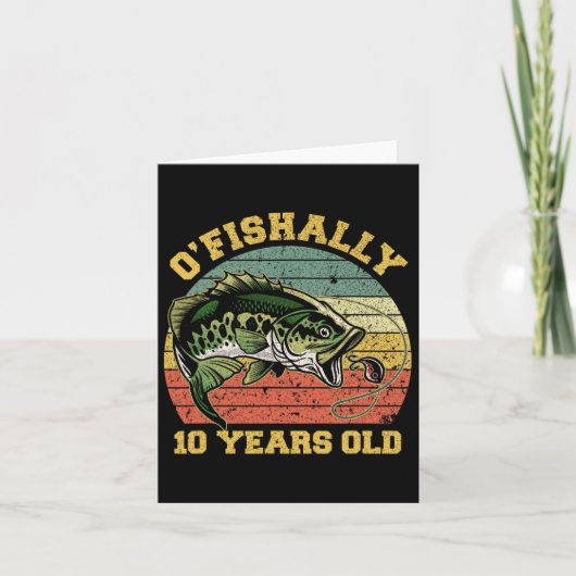 O'fishally 10 Years Old Fishing Birthday Theme Par カード (正面)