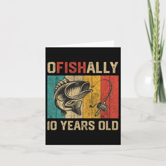 Ofishally 10 Years Old Funny Fishing Birthday Fish カード (正面)