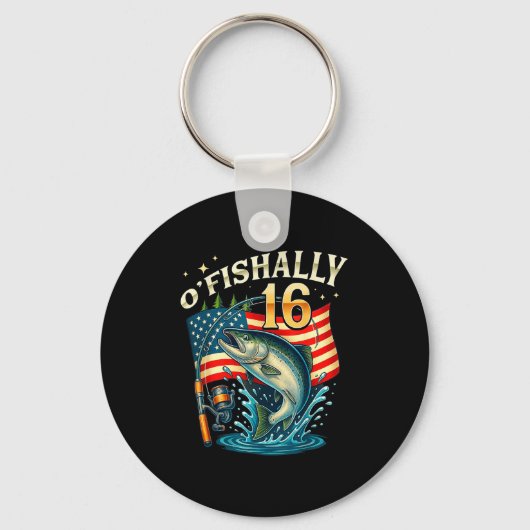O'fishally 16 Years Old Fishing 16th Birthday Boys キーホルダー (正面)