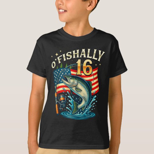 O'fishally 16 Years Old Fishing 16th Birthday Boys Tシャツ (正面)