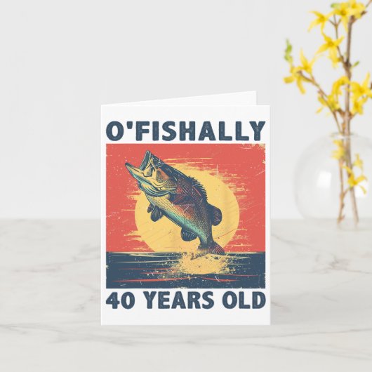 Ofishally 40 Years Old 1985 Fishing Fisherman 40th カード (黄色い花)