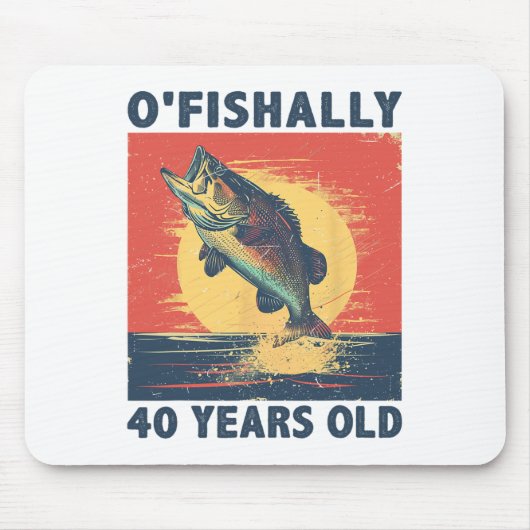 Ofishally 40 Years Old 1985 Fishing Fisherman 40th マウスパッド (正面)