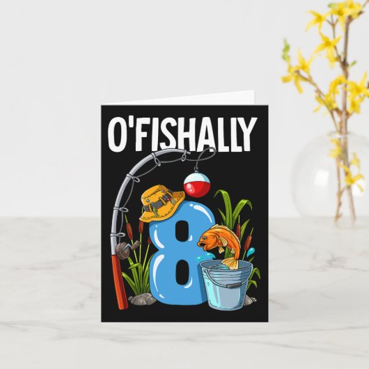 O'fishally 8 Years Old 8th Birthday Fishing  カード (黄色い花)