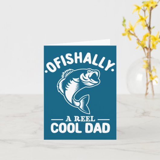 Ofishally A Reel Cool Dad Funny Fishing Lover  カード (黄色い花)