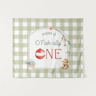 Ofishally One Birthday Personalized Banner タペストリー