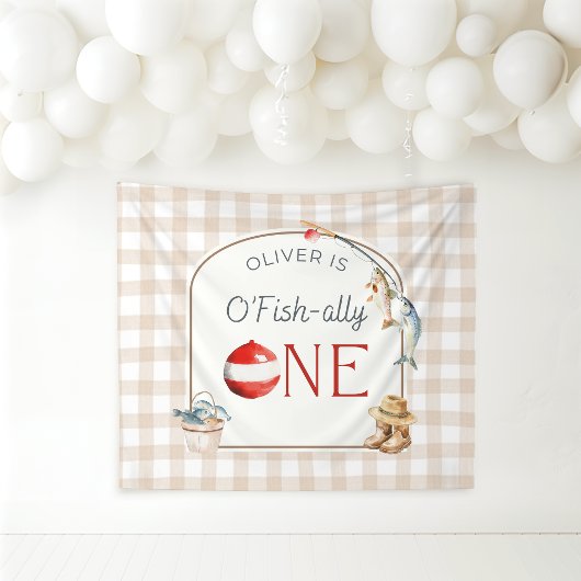 Ofishally One Birthday Personalized Banner タペストリー