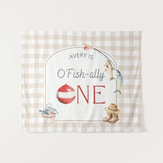 Ofishally One Birthday Personalized Banner  タペストリー (正面(横))