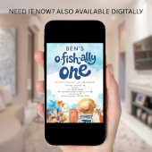 Ofishally One Fisherman Boy 1st Birthday 招待状