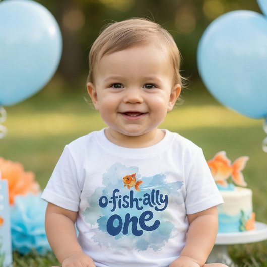 Ofishally One Fishing Boy 1st Birthday ベビーTシャツ