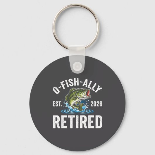 Ofishally Retired 2026 Funny Fishing Retirement Fi キーホルダー (正面)