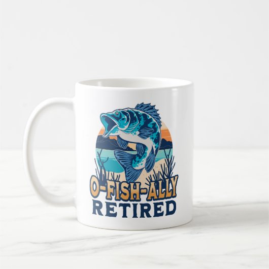 Ofishally Retired Funny Fishing コーヒーマグカップ (左)