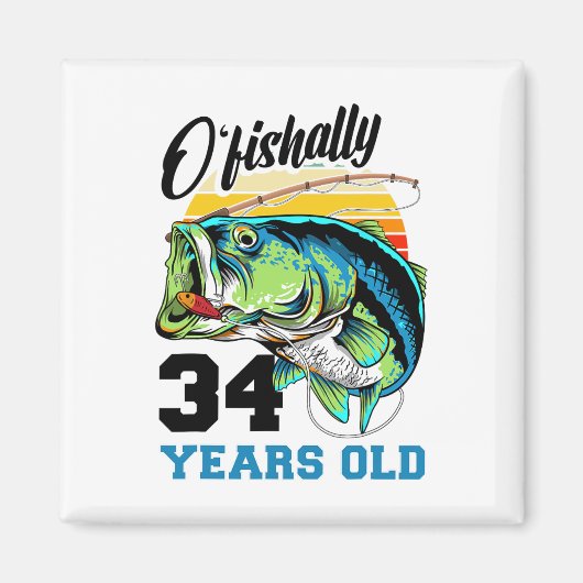 Ofishally &# Years Old &#誕生日魚釣りB マグネット (正面)