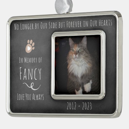 OForeverの私たちのハートChalkboard写真 シルバープレートフレームオーナメント (左)