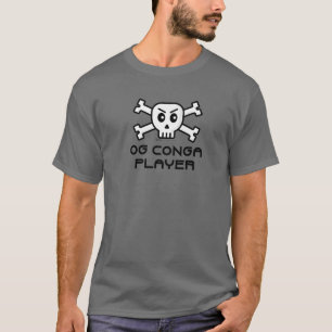 OGコンガプレーヤースカル及びクロスボーンワードデザイン Tシャツ