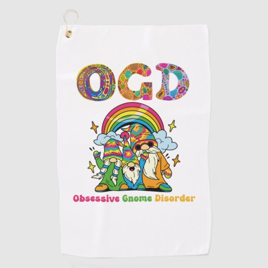 OGD – 強迫性障害格言 – かわいいヒッピー格言 ゴルフタオル (正面)