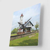 Ogdensburg Harbor Light house, New York Wall Clock スクエア壁時計 (傾斜)