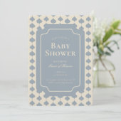 Ogee Stripe Geometric Gender Neutral Beige Blue 招待状 (スタンド正面)