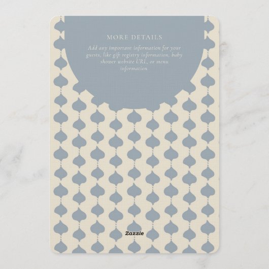 Ogee Stripe Geometric Gender Neutral Beige Blue 招待状 (裏面)